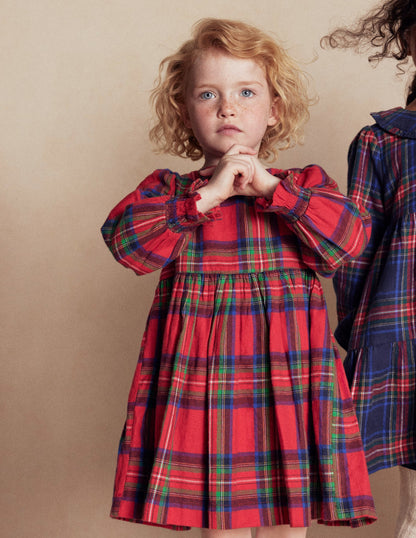 Madeline Long Sleeve Dress-Red Check-4