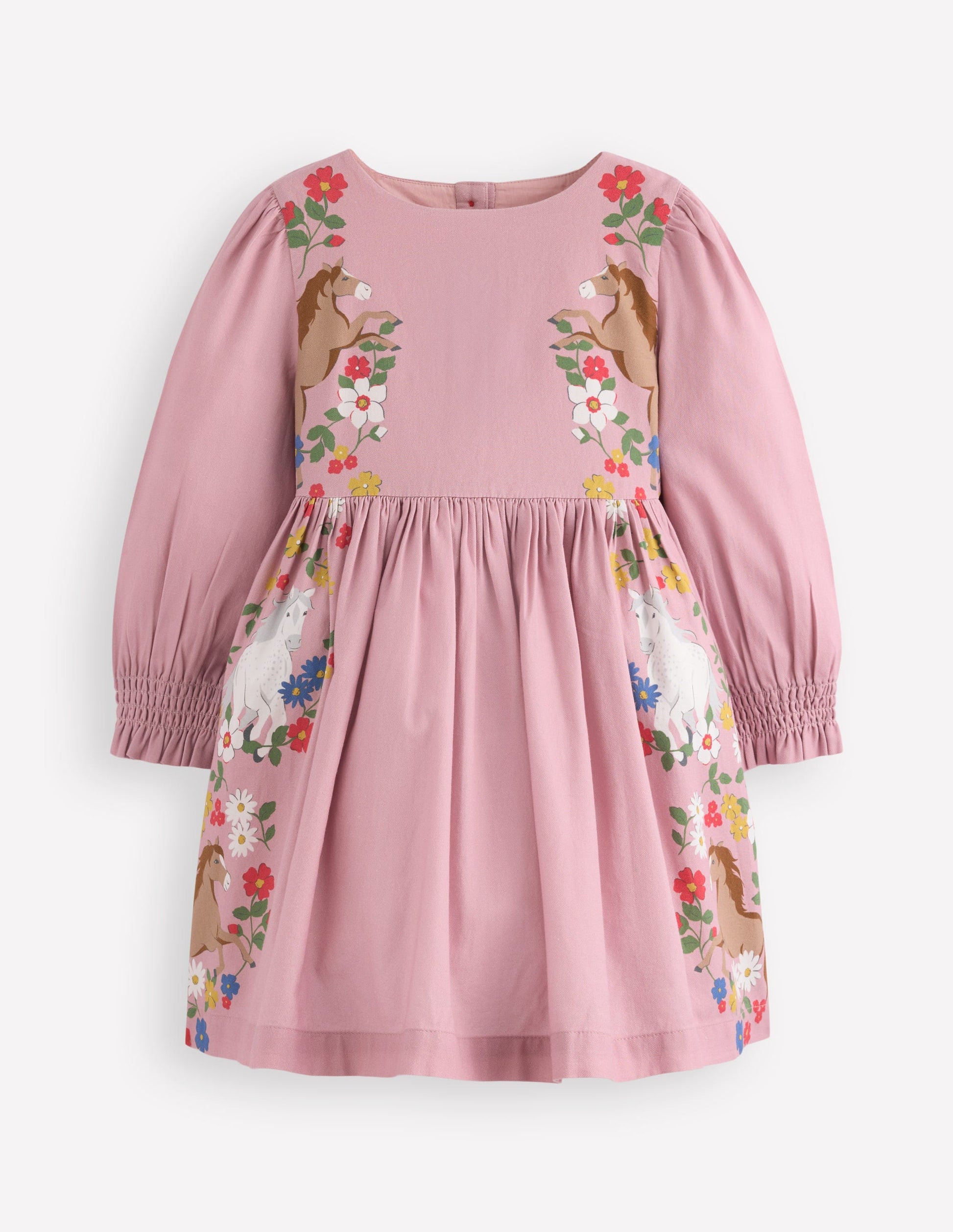 Madeline Long Sleeve Dress-Formica Pink Horses-4