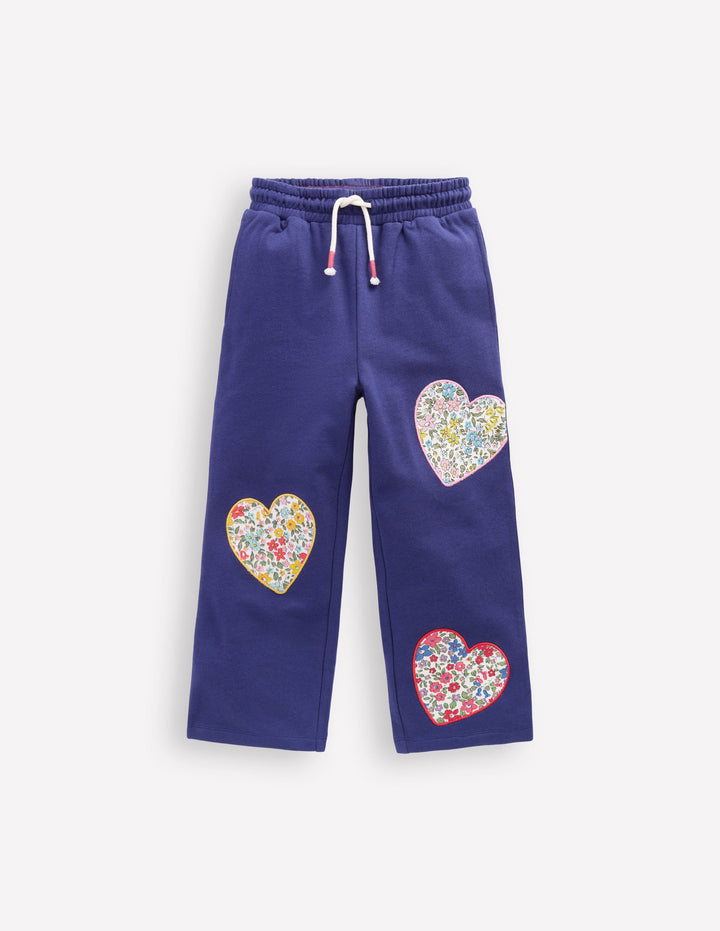 Bobbie Appliqué Joggers-Starboard Blue Hearts