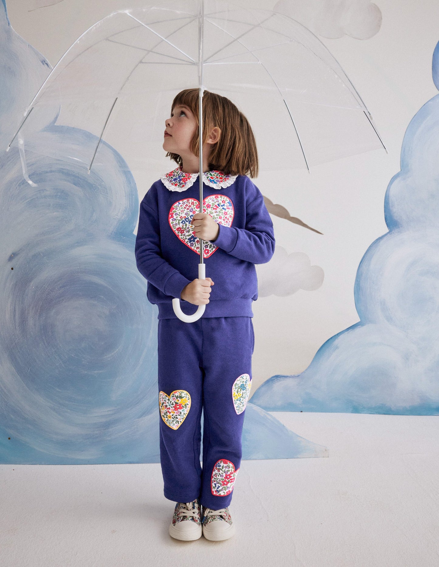 Bobbie Appliqué Joggers-Starboard Blue Hearts