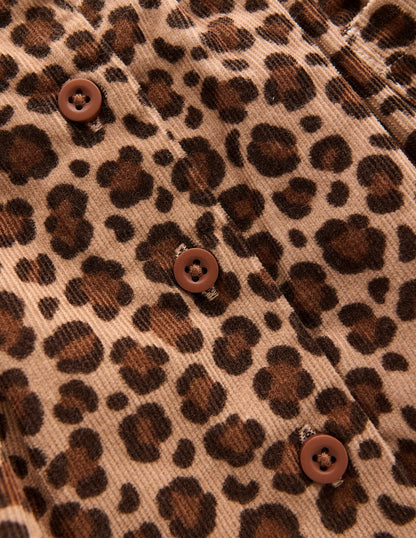 Button-through Mini Skirt-Leopard Print-3