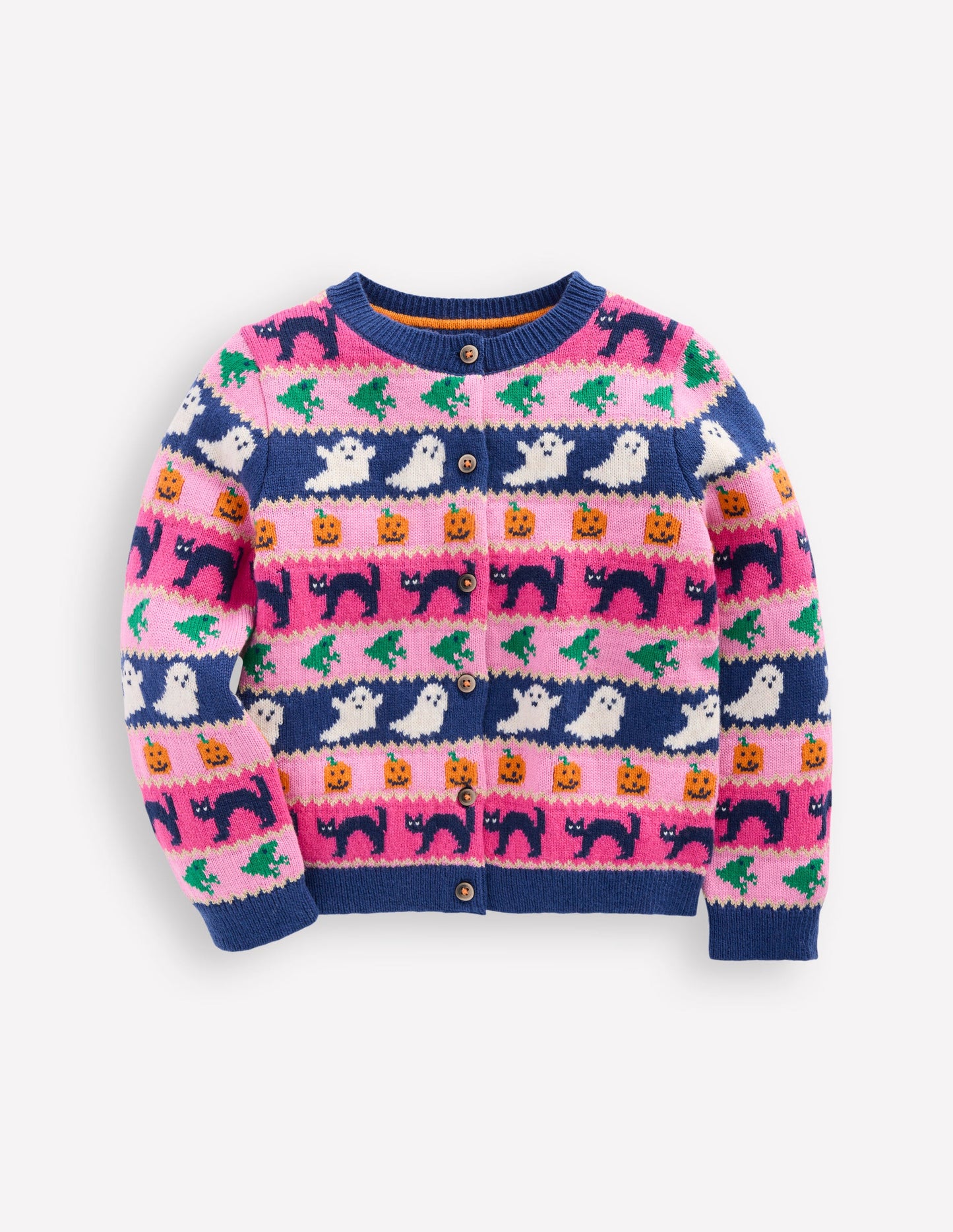 Edie Fair Isle Cardigan-Raspberry Pink Halloween