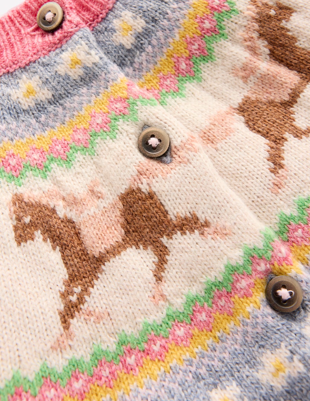 Edie Fair Isle Cardigan-Glacier Blue Marl Horses-3