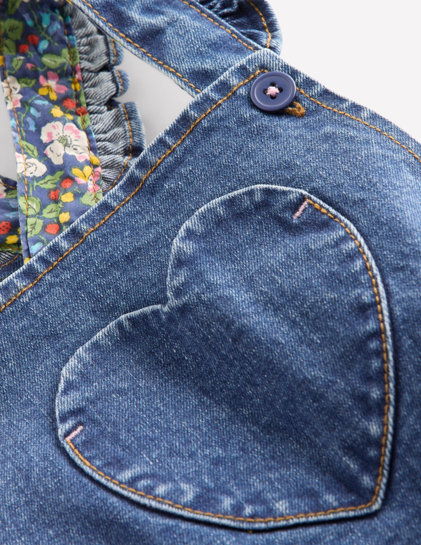 Frill Dungarees-Mid Vintage Heart Applique