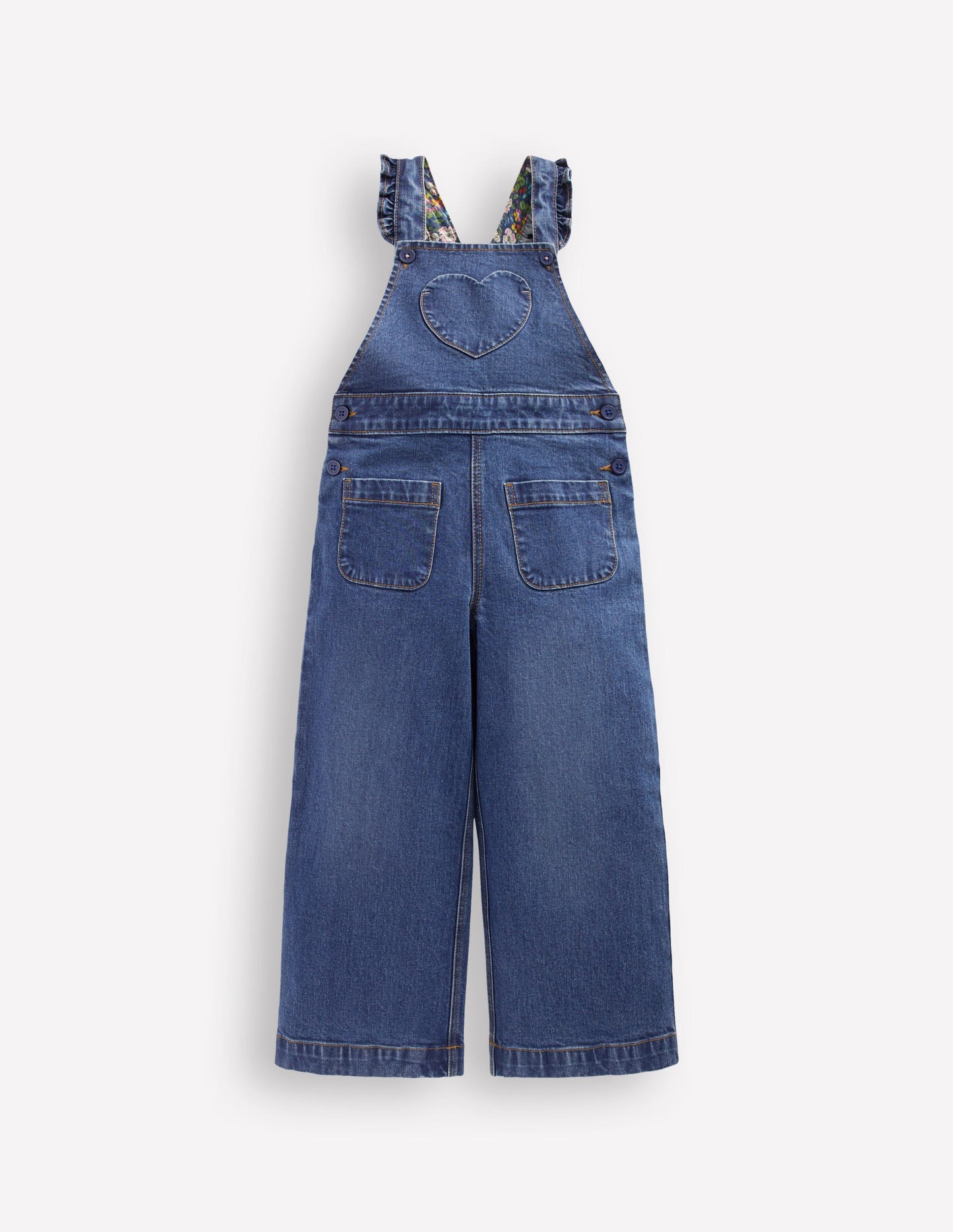 Frill Dungarees-Mid Vintage Heart Applique