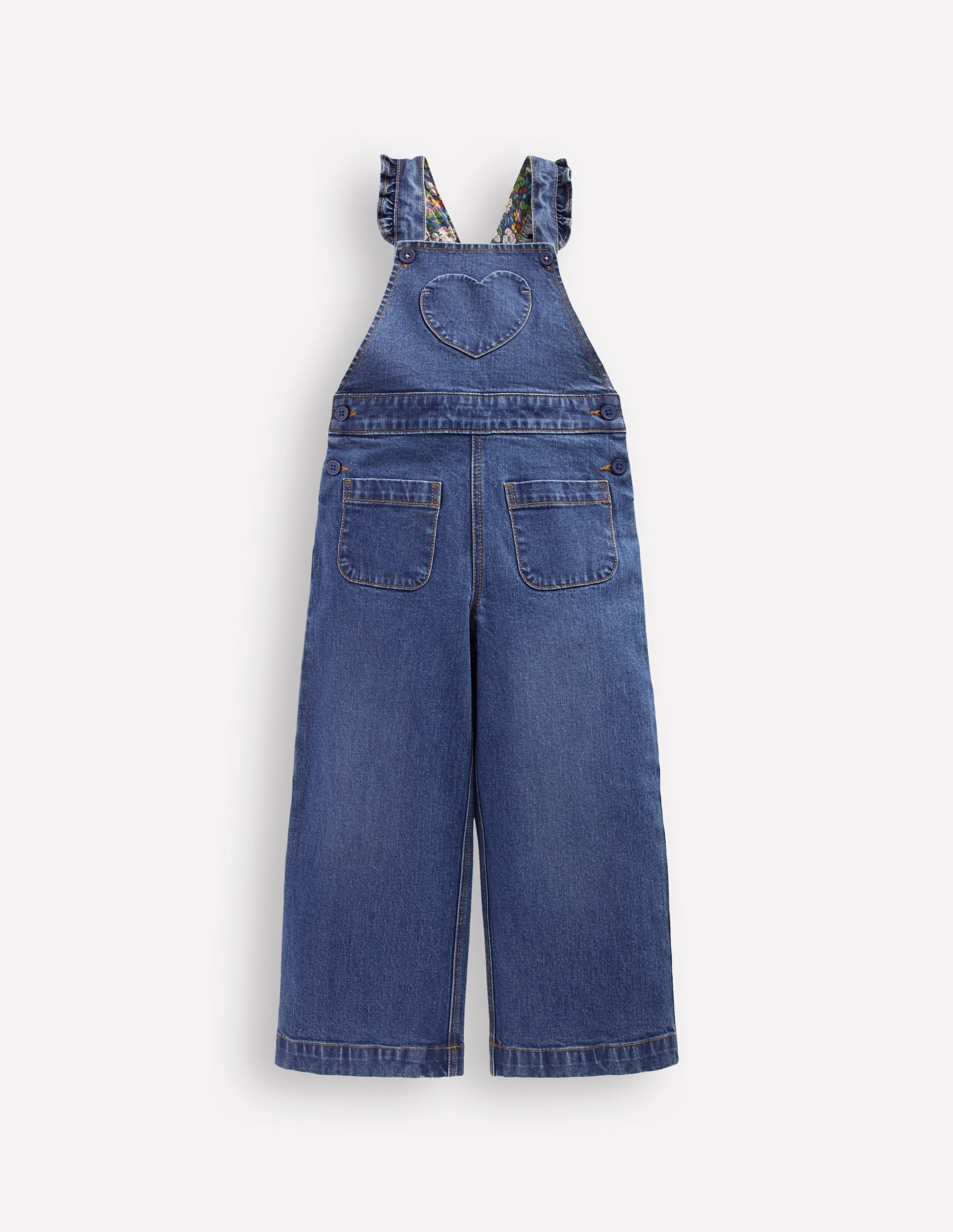 Frill Dungarees-Mid Vintage Heart Applique - Image 1