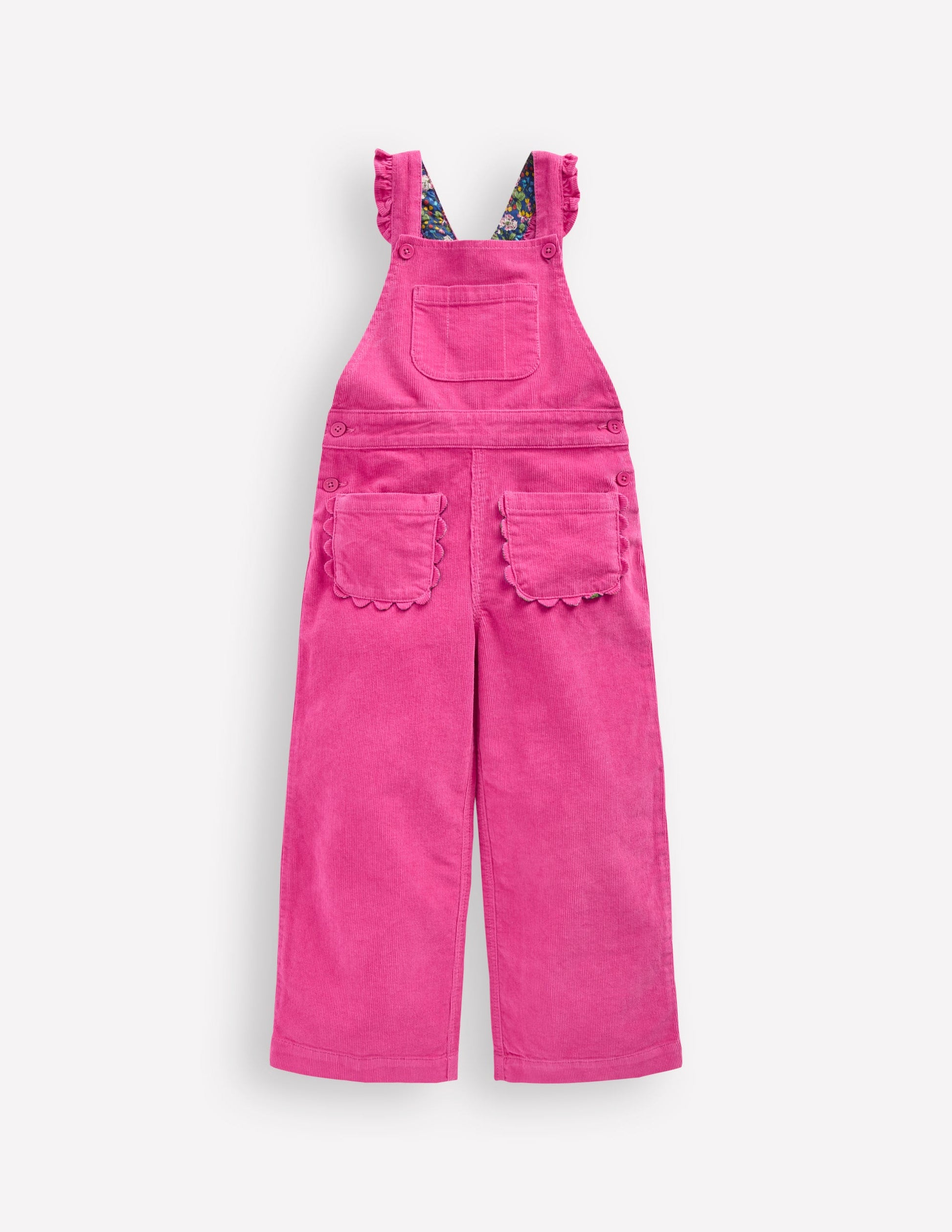 Frill Dungarees-Raspberry Pink-1