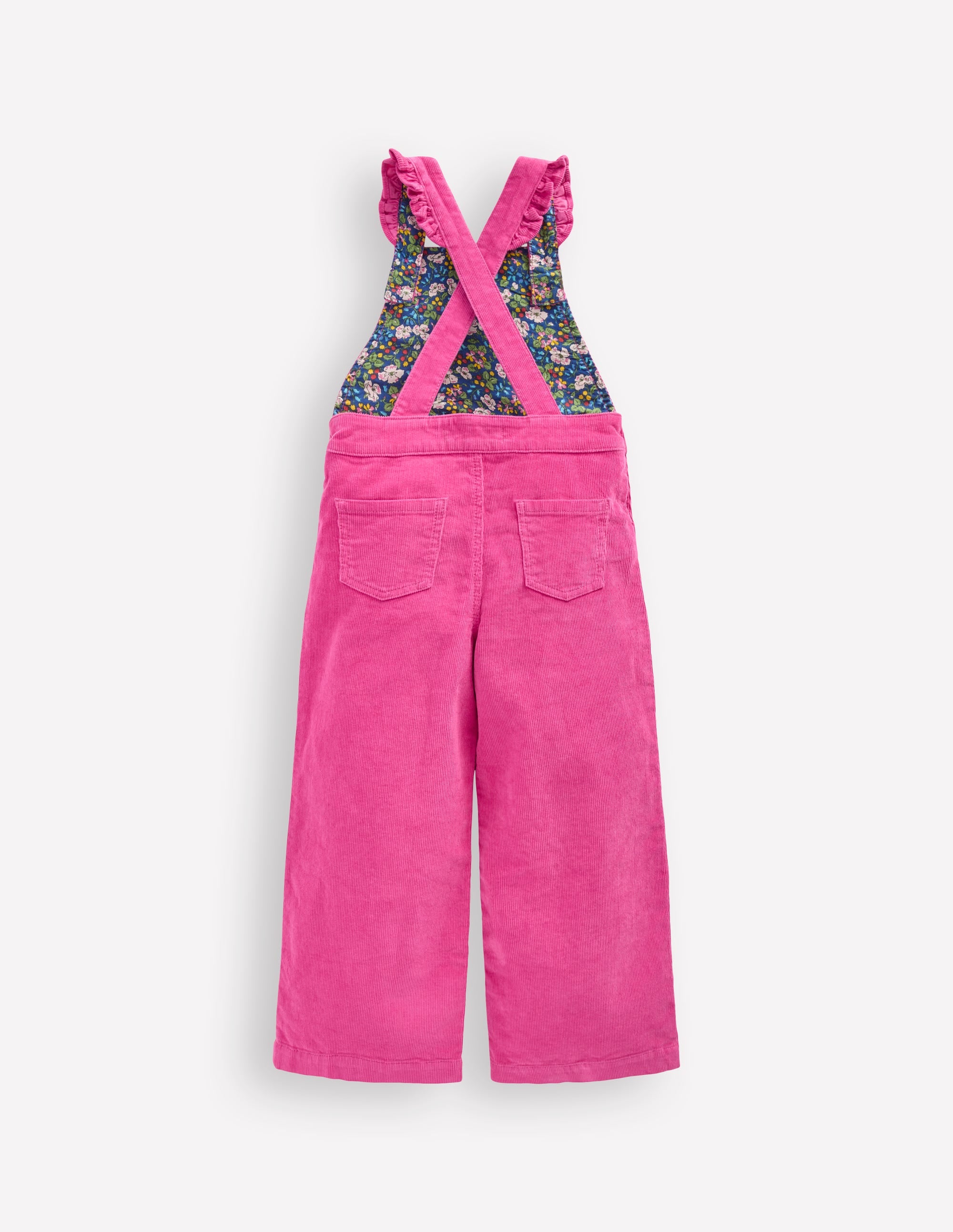 Frill Dungarees-Raspberry Pink - Image 2