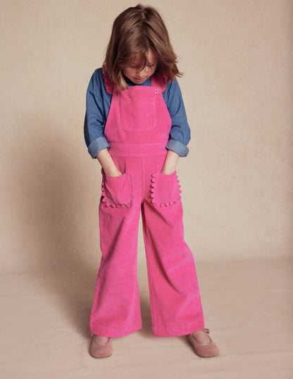 Frill Dungarees-Raspberry Pink-4