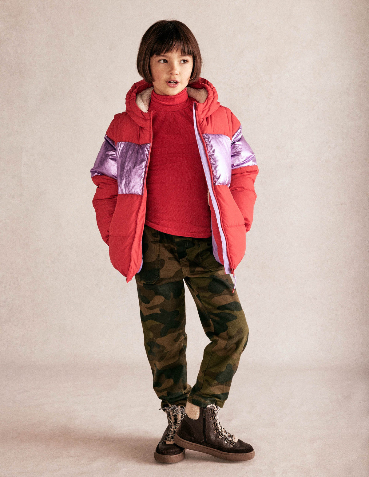 2-in-1 Padded Coat-Red/Pink Metallic - Image 7