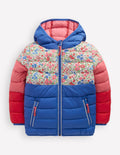 Pack-away Padded Jacket-Floral Colourblock