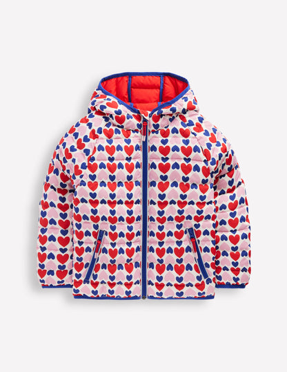 Pack-away Padded Jacket-Poppy Red Geo Heart-1