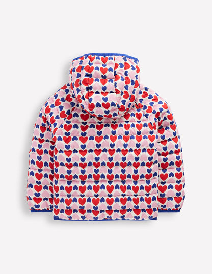 Pack-away Padded Jacket-Poppy Red Geo Heart-2