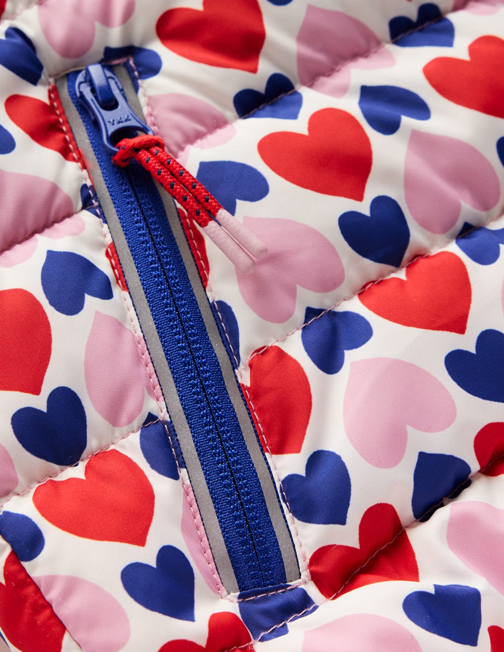 Pack-away Padded Jacket-Poppy Red Geo Heart-3