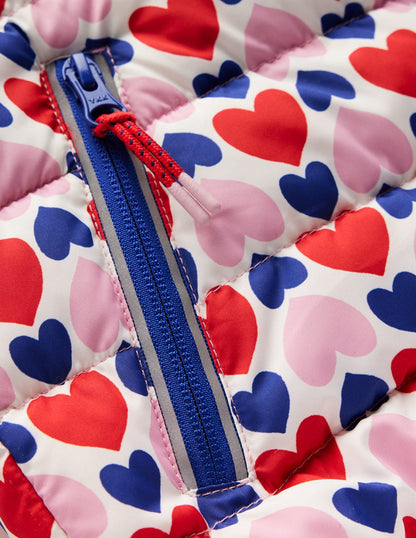 Pack-away Padded Jacket-Poppy Red Geo Heart-3