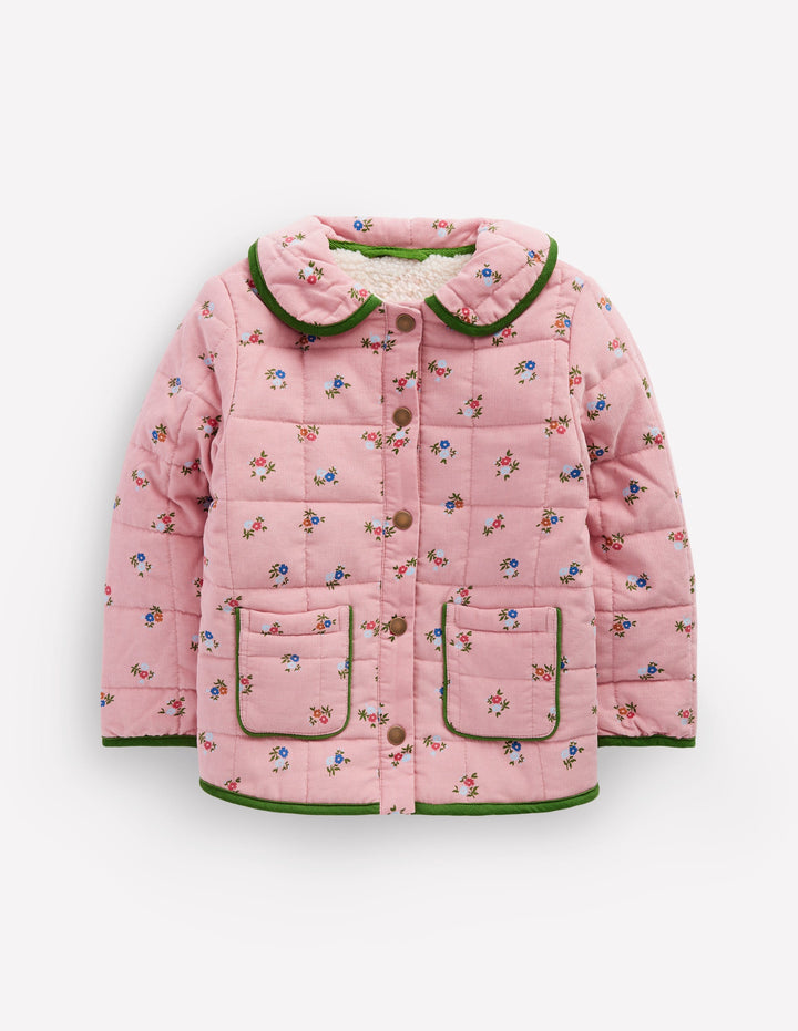 Pretty Cord Collar Jacket-Vintage Pink Ditsy