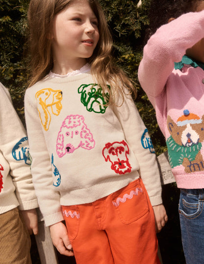 Fun Logo Jumper-Warm Ivory Dogs-4