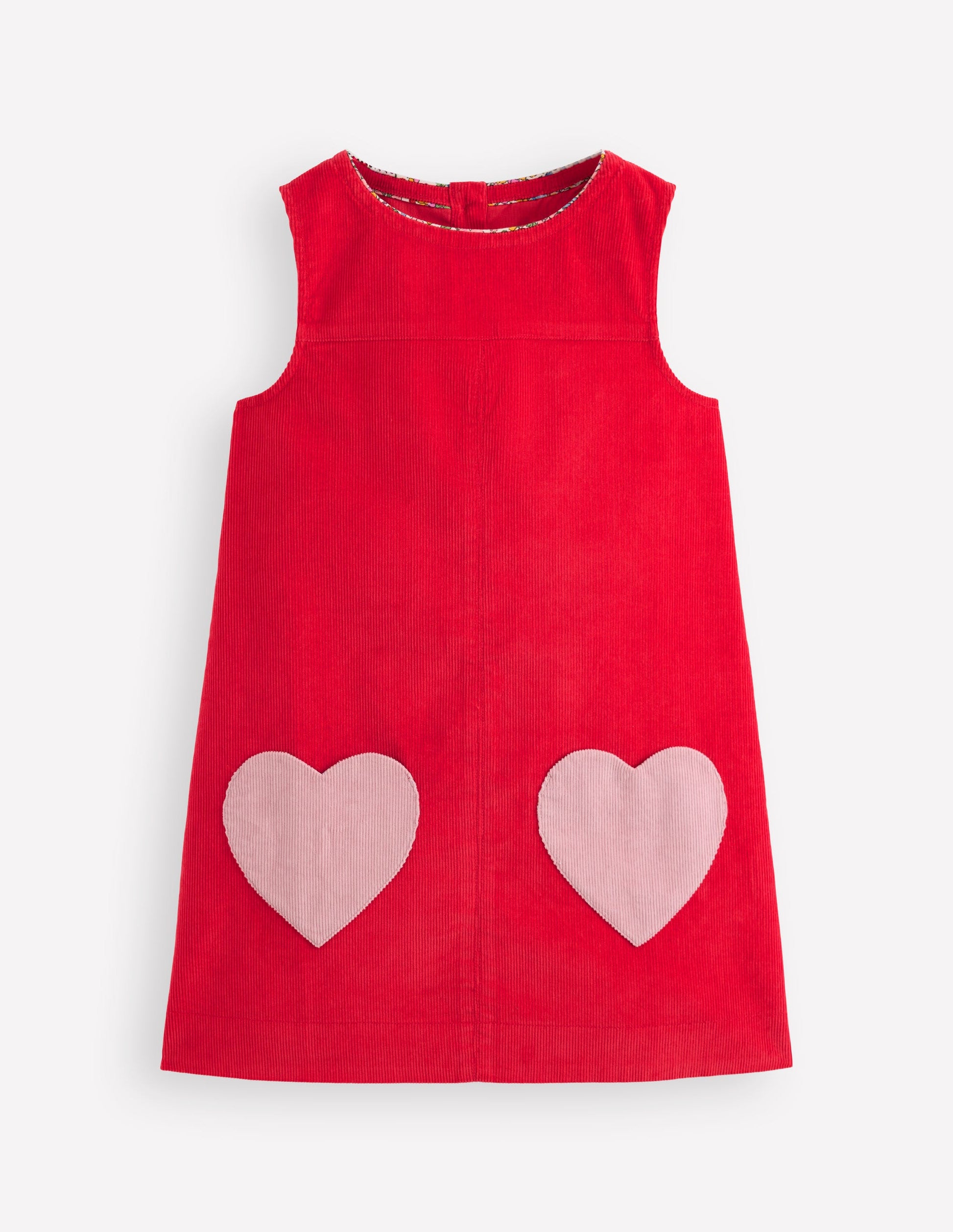 Saffy Cord Pinafore Dress-Poppy Red-1
