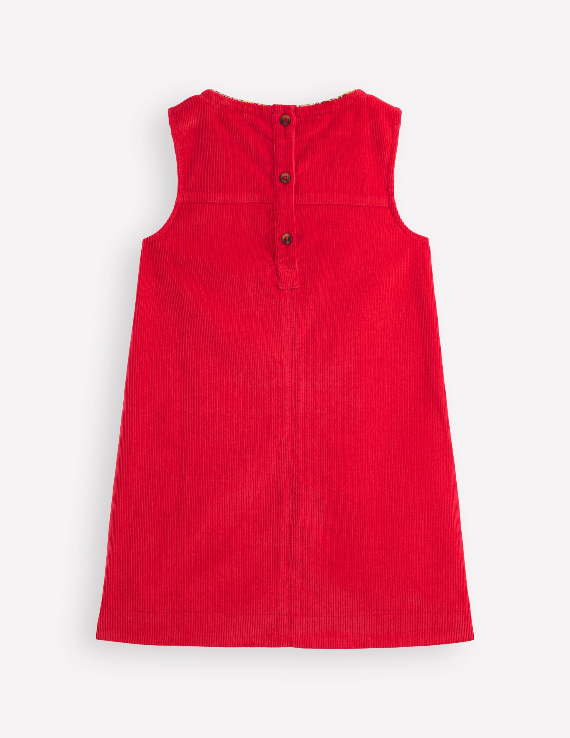 Saffy Cord Pinafore Dress-Poppy Red-2