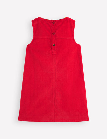 Saffy Cord Pinafore Dress-Poppy Red-2