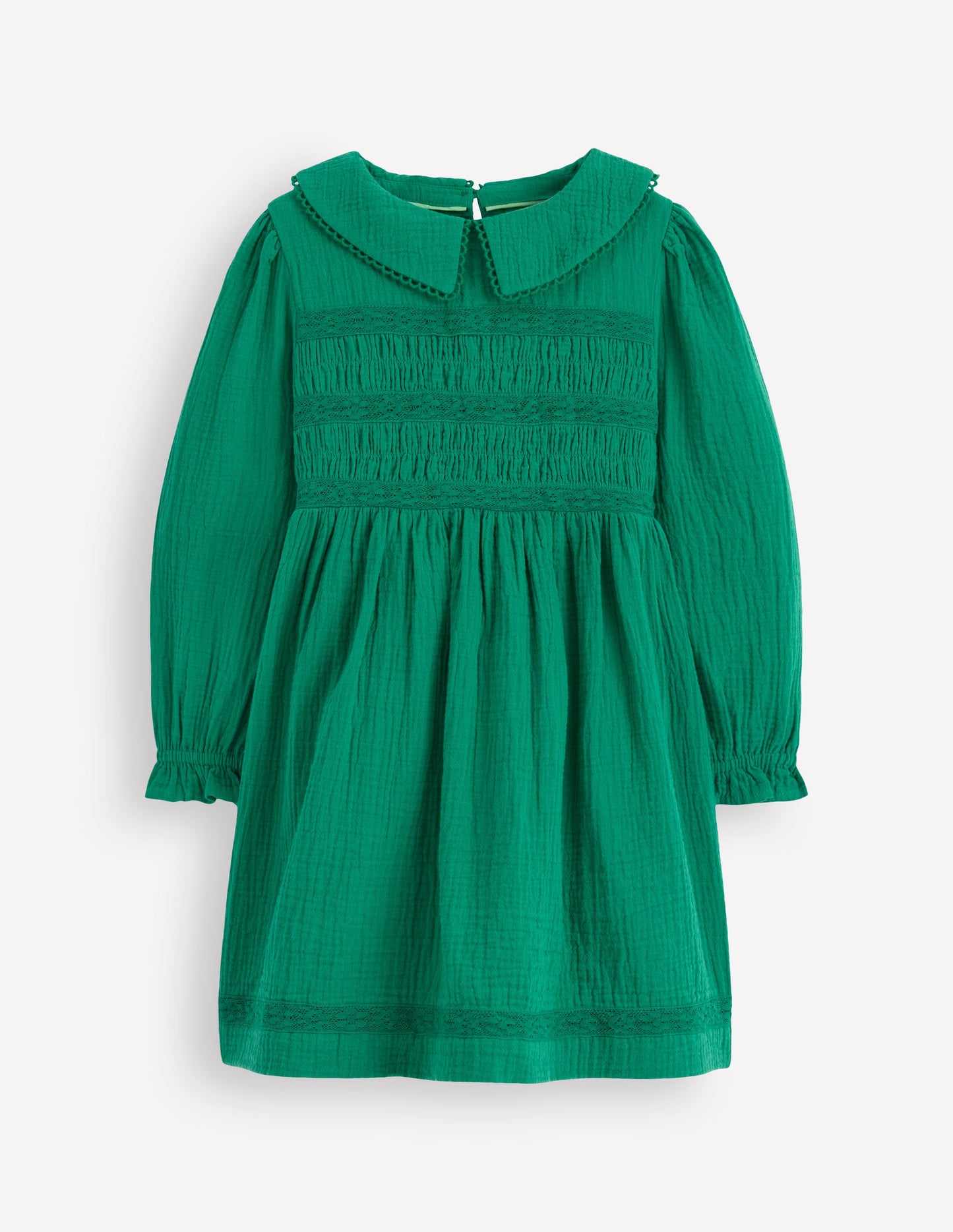 Double Cloth Collared Dress-Shady Green
