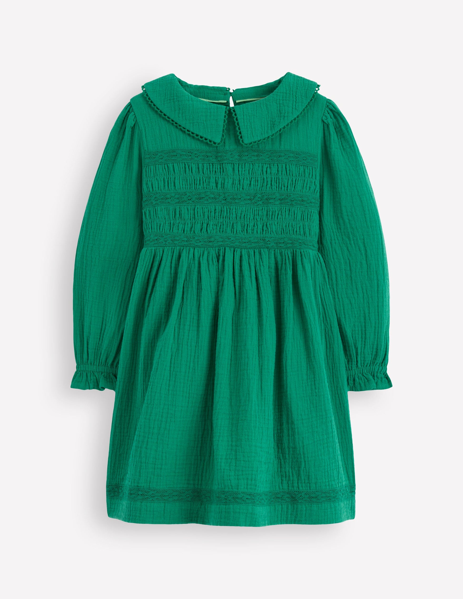 Double Cloth Collared Dress-Shady Green-1