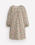 Printed Long Sleeve Nightie-Coconut Milk Berry Floral