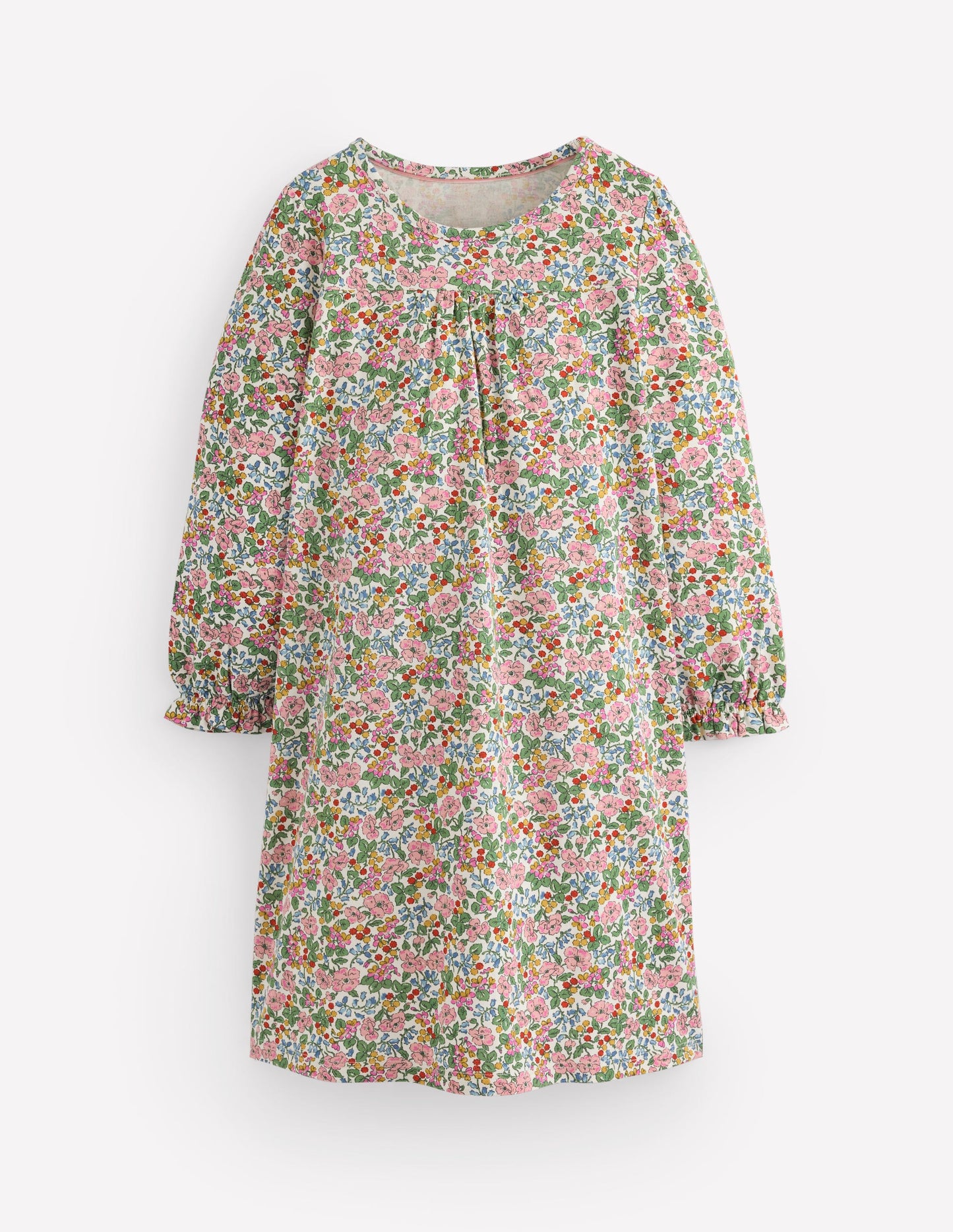 Printed Long Sleeve Nightie-Coconut Milk Berry Floral