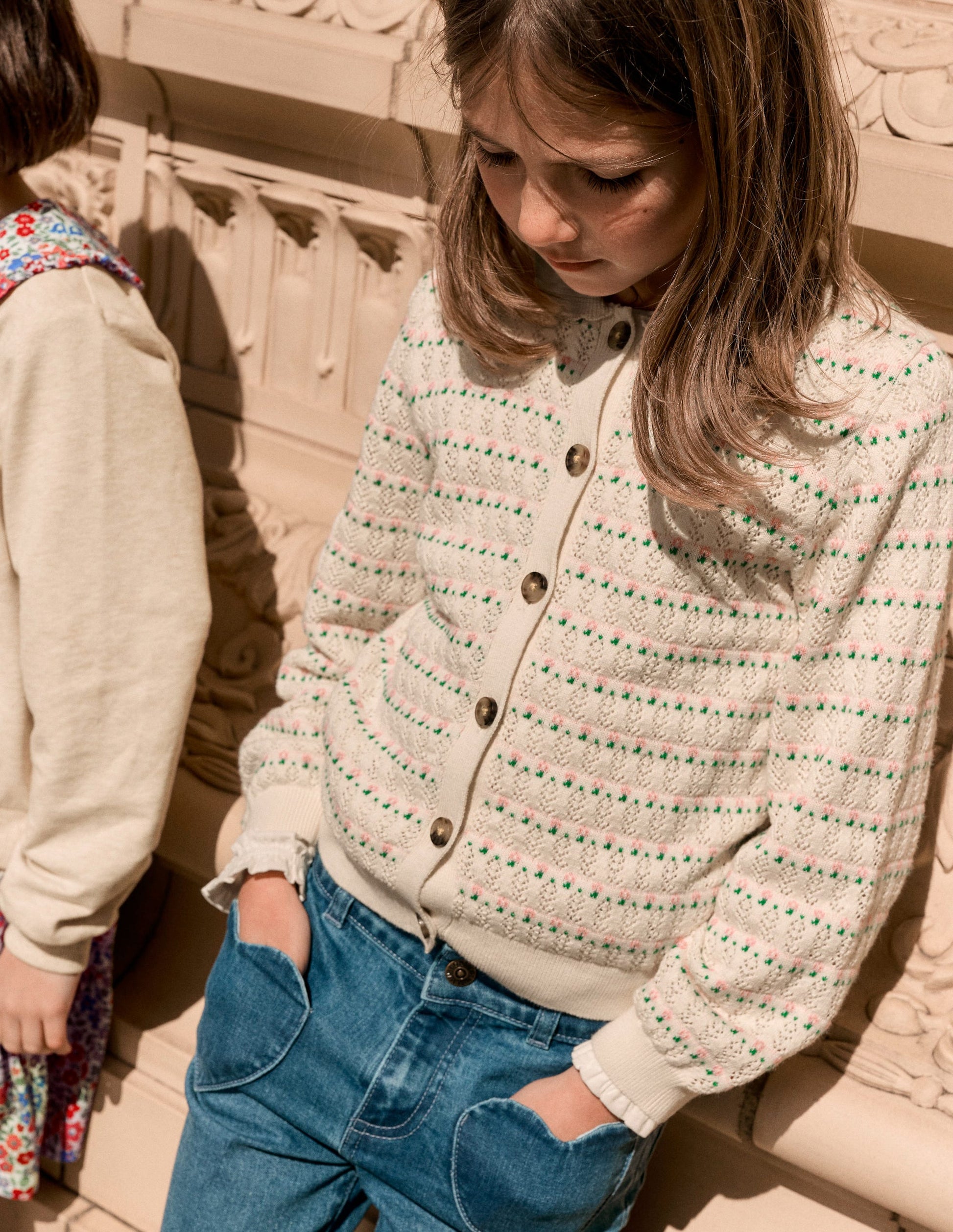 Pointelle Collared Cardigan-Warm Ivory-4