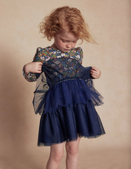 Tulle Mix Dress-Starboard Blue Berry Floral-4