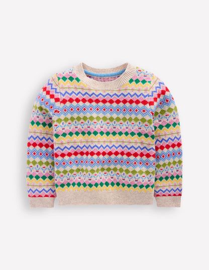 Eleanor Fair Isle Jumper-Oatmeal Melange Fair Isle-1