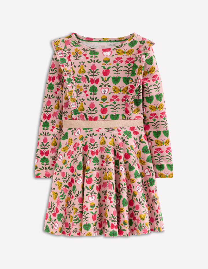 Cora Twirly Jersey Dress-Vintage Pink Autumn Tapestry
