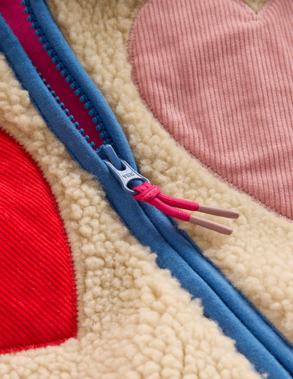 Collared Borg Zip Through-Applique Hearts-3