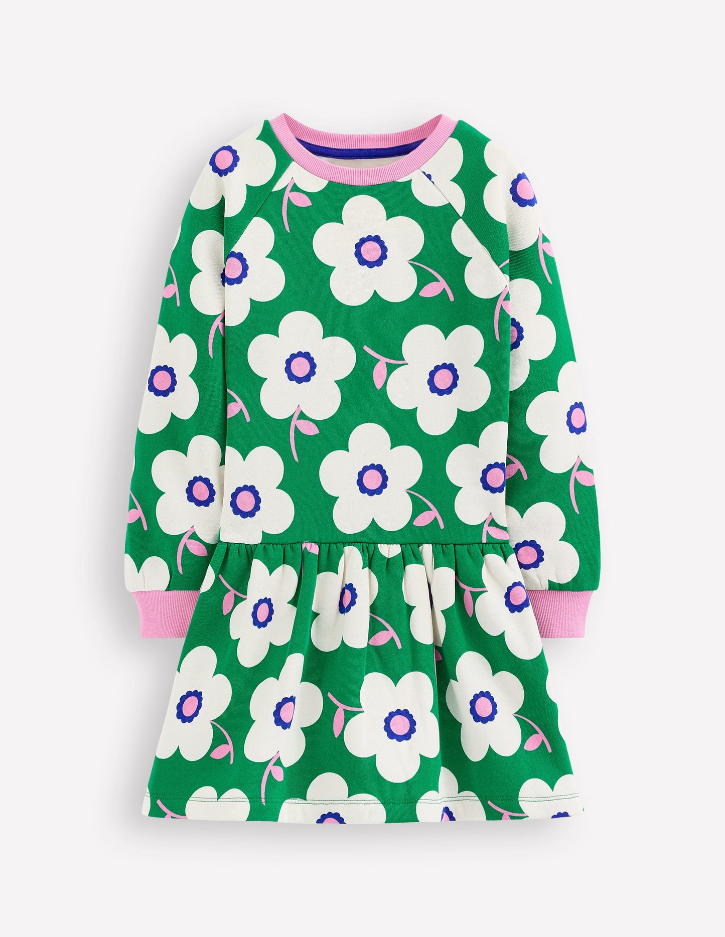 Cosy Sweatshirt Dress-Rich Emerald Giant Daisy