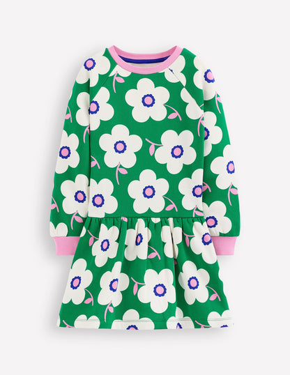 Cosy Sweatshirt Dress-Rich Emerald Giant Daisy-1