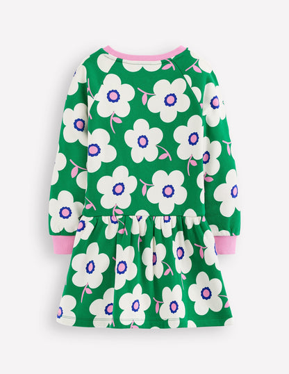 Cosy Sweatshirt Dress-Rich Emerald Giant Daisy-2