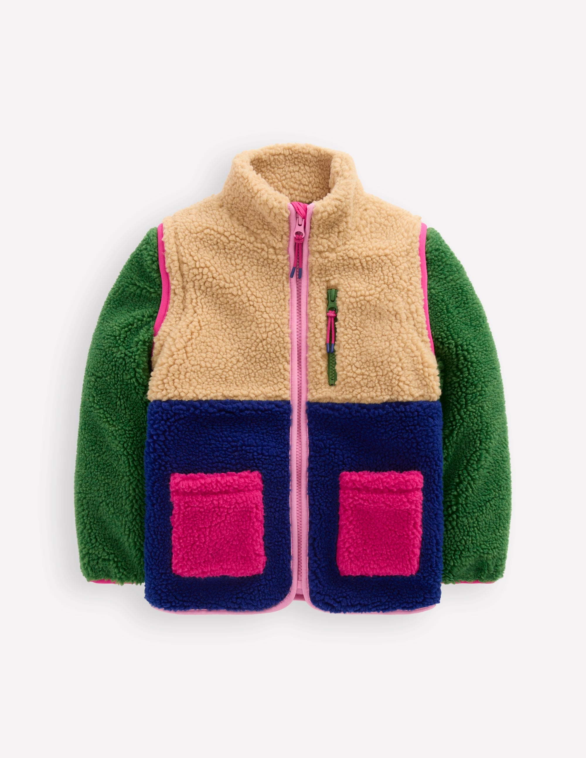 2-in-1 Borg Jacket-Colourblock Multi - Image 1