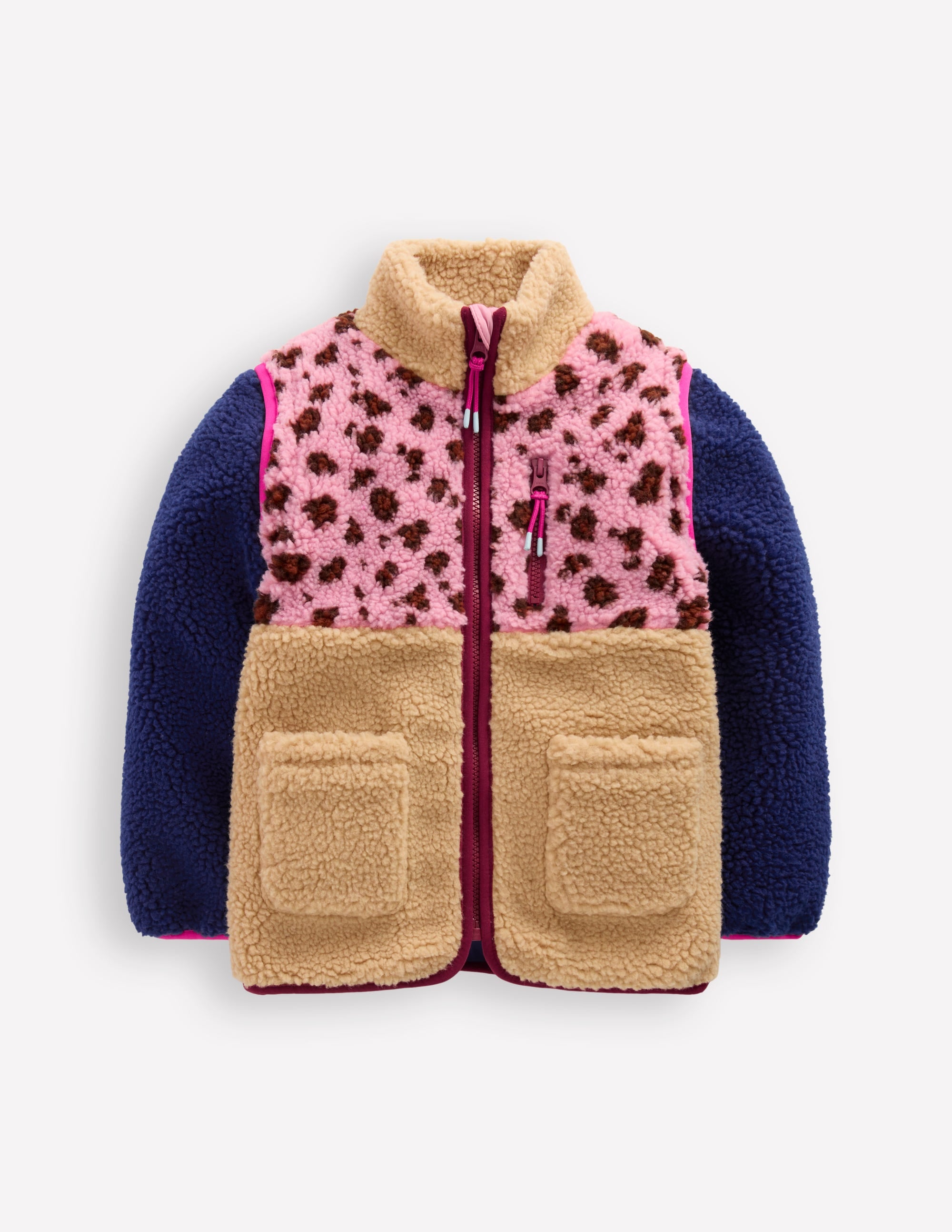 2-in-1 Borg Jacket-Pink Leopard - Image 1