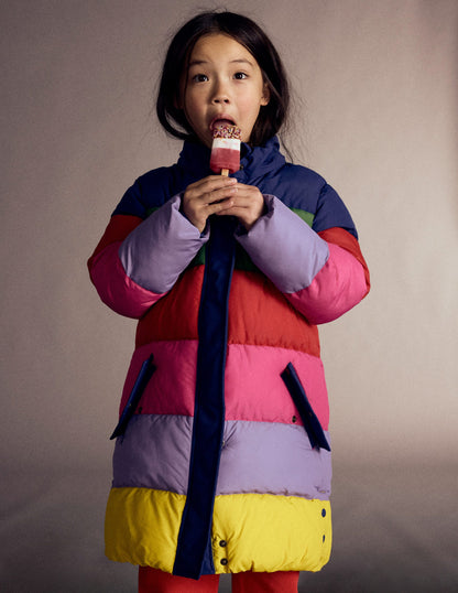 Longline Padded Coat-Rainbow Colourblock-6