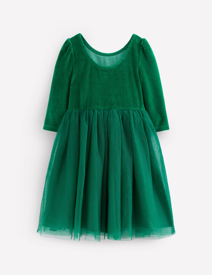 Velour Tulle Appliqué Dress-Jewel Green Halloween-2