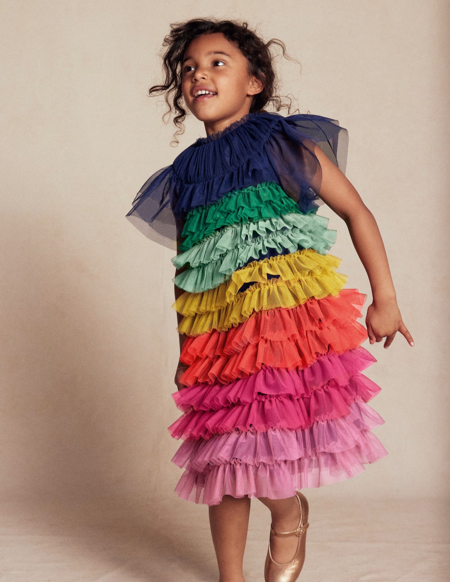 Tiered Tulle Dress-Rainbow Multi