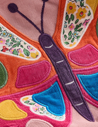 Cord Appliqué Pinafore Dress-Formica Pink Butterfly-3