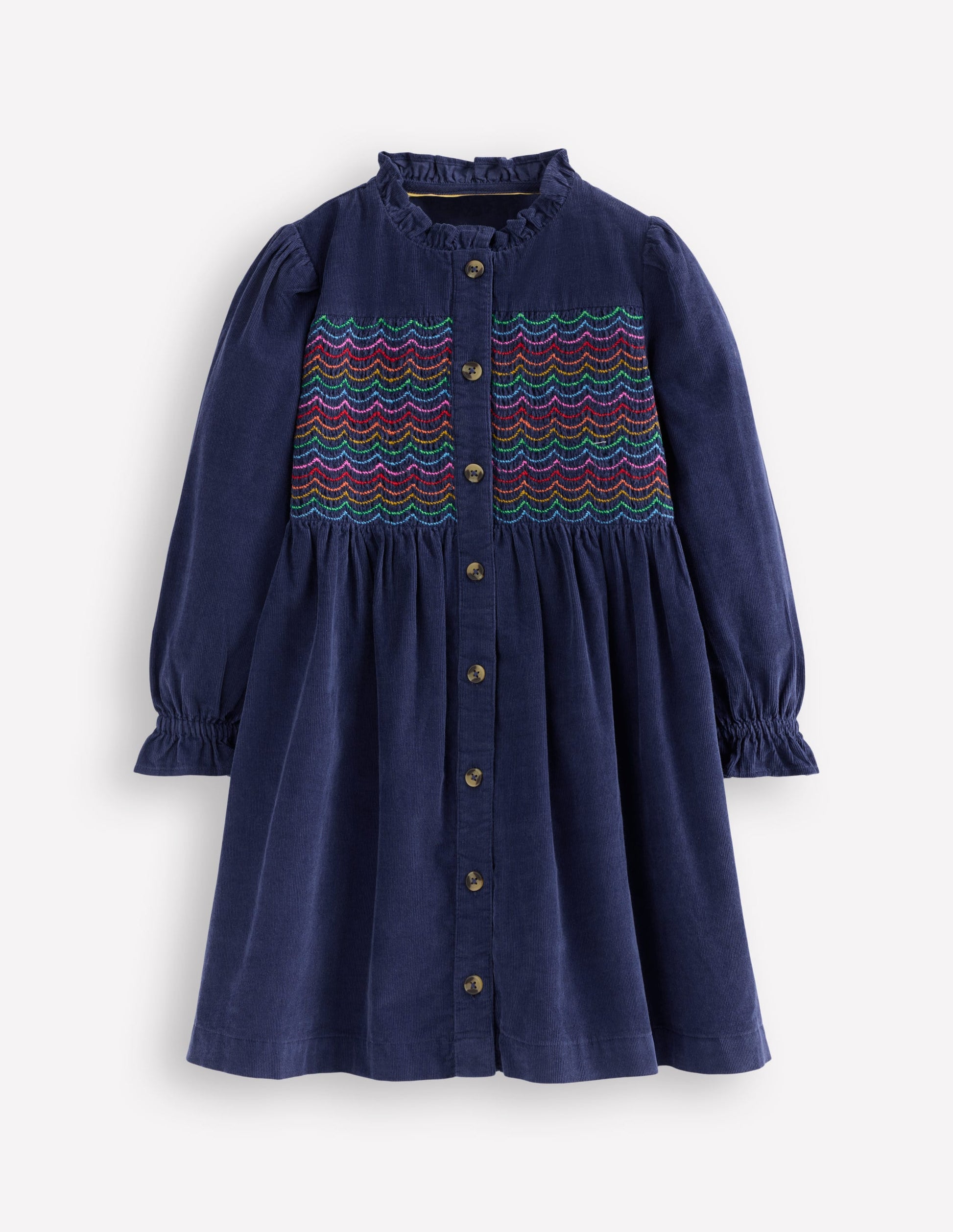 Suki Long Sleeve Smocked Dress-College Navy-1