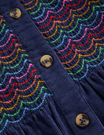 Suki Long Sleeve Smocked Dress-College Navy-3