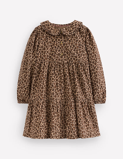 Minna Collared Woven Dress-Leopard-5