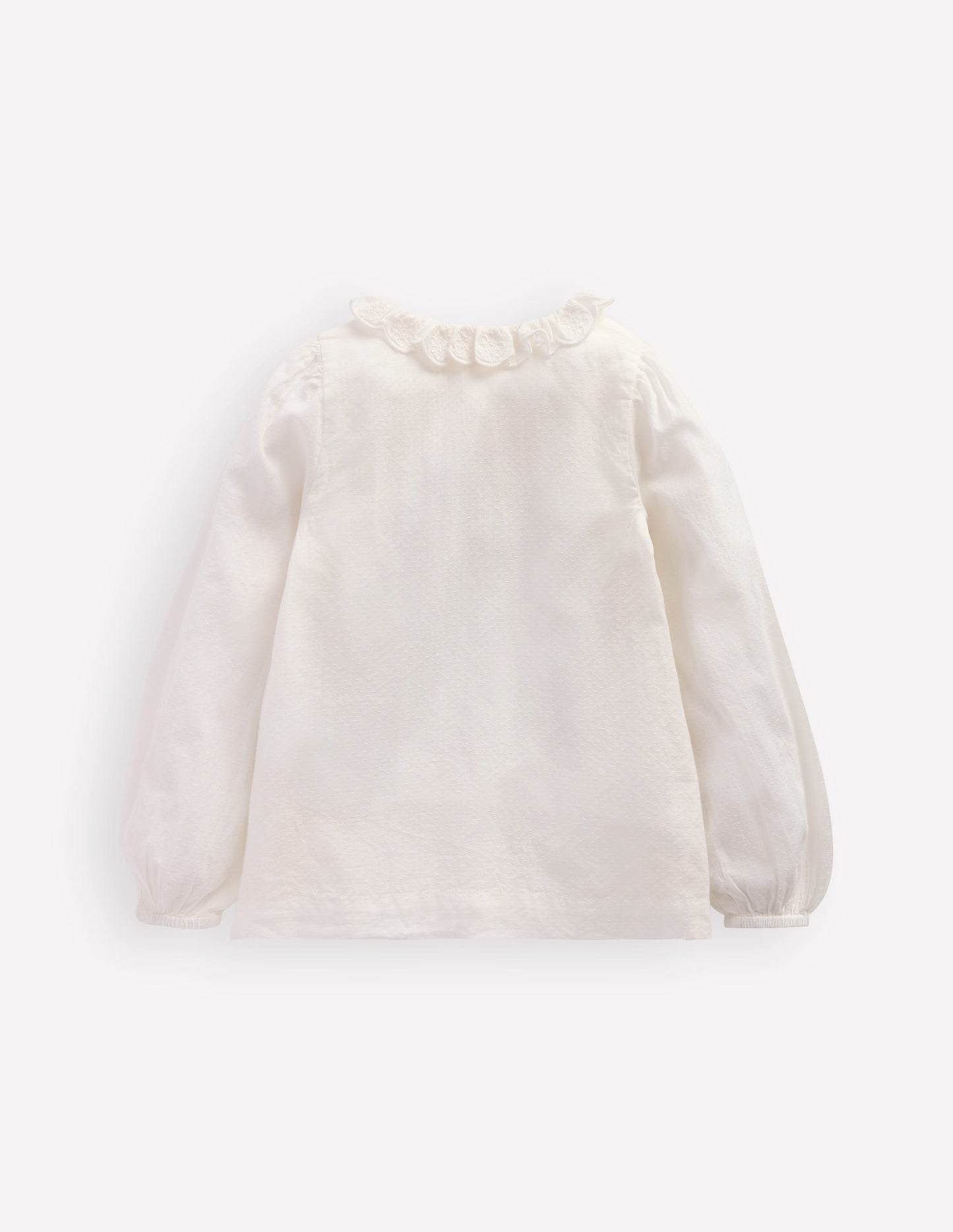 Scalloped Collar Smocked Shirt-Soft Ivory