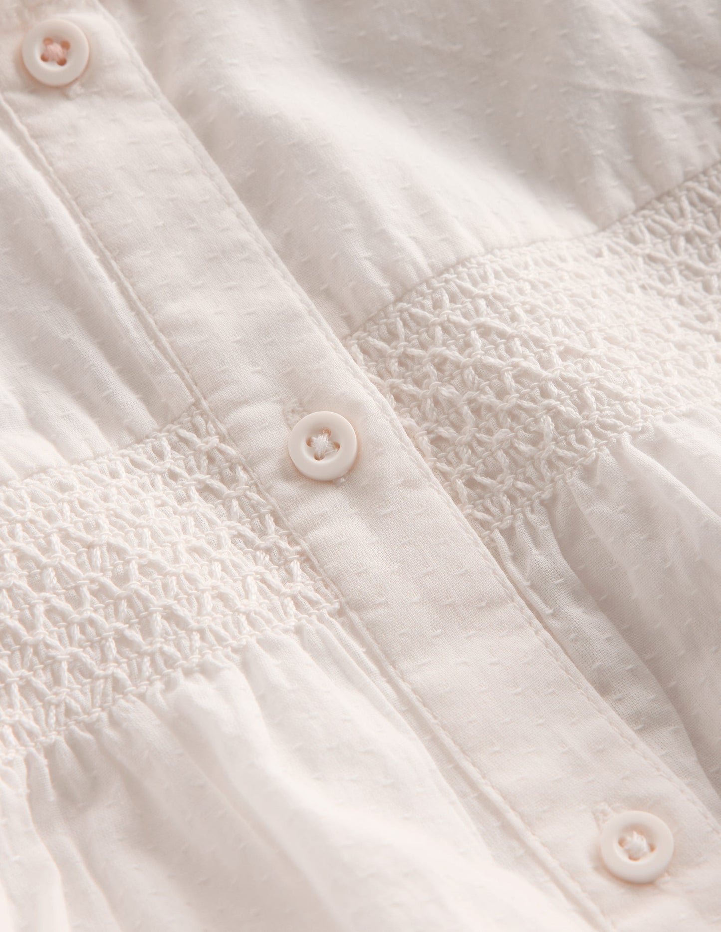 Scalloped Collar Smocked Shirt-Soft Ivory