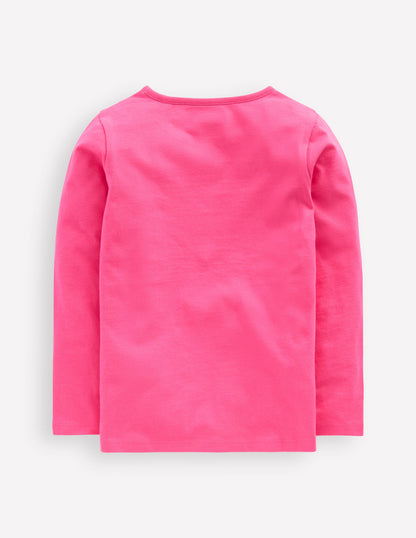 Long Sleeve Appliqué T-shirt-Sorbet Pink Cat-2
