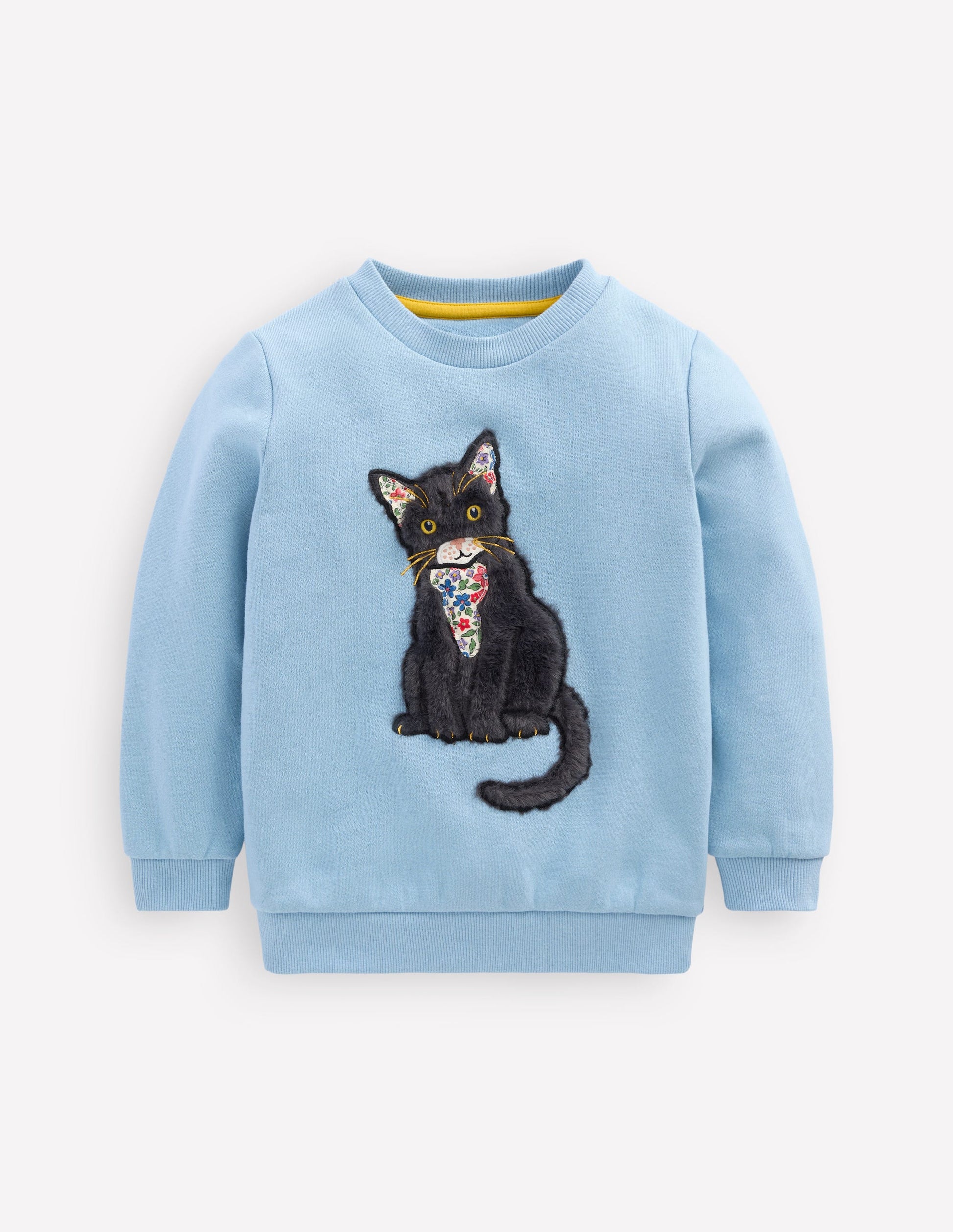 Applique Sweatshirt-Glacier Blue Cat-1