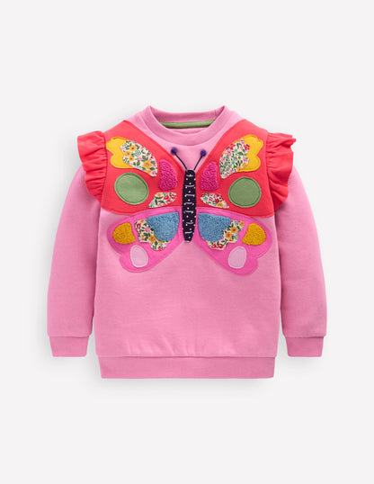 Applique Sweatshirt-Formica Pink Butterfly-1